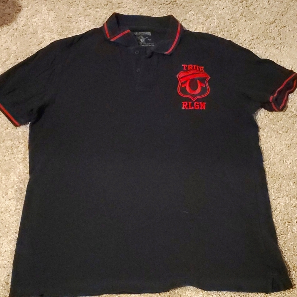 True Religion black large polo